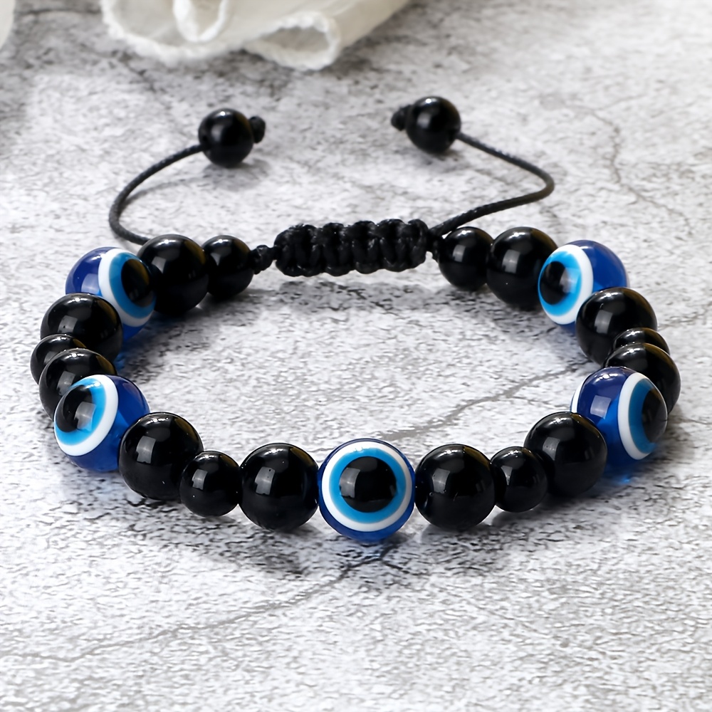 Devil'S Eye Bracelet Natural Stone Adjustable Bangle Vintage Style